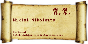 Niklai Nikoletta névjegykártya